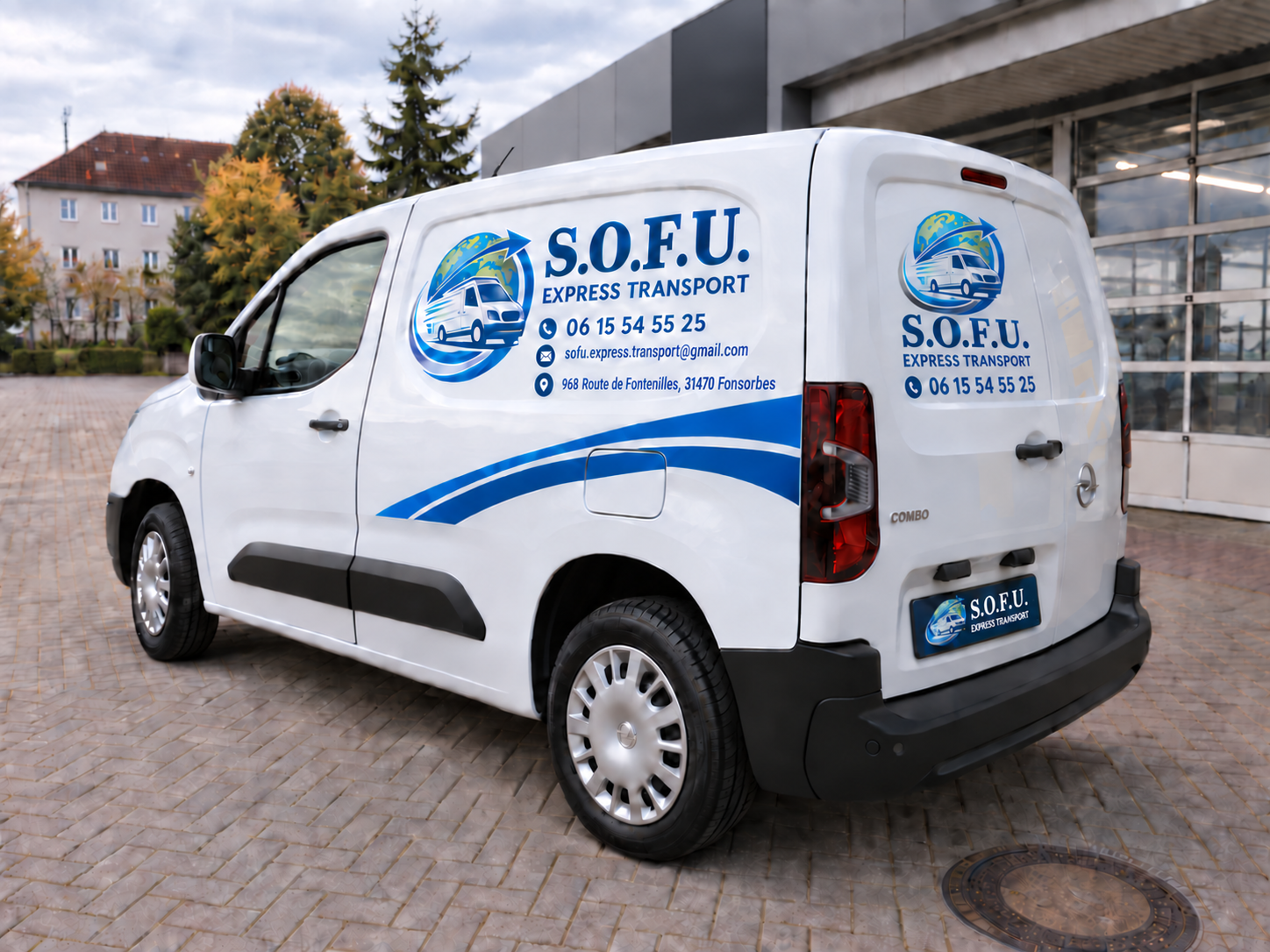 Fourgon express compact S.O.F.U. Express Transport, visible en entier